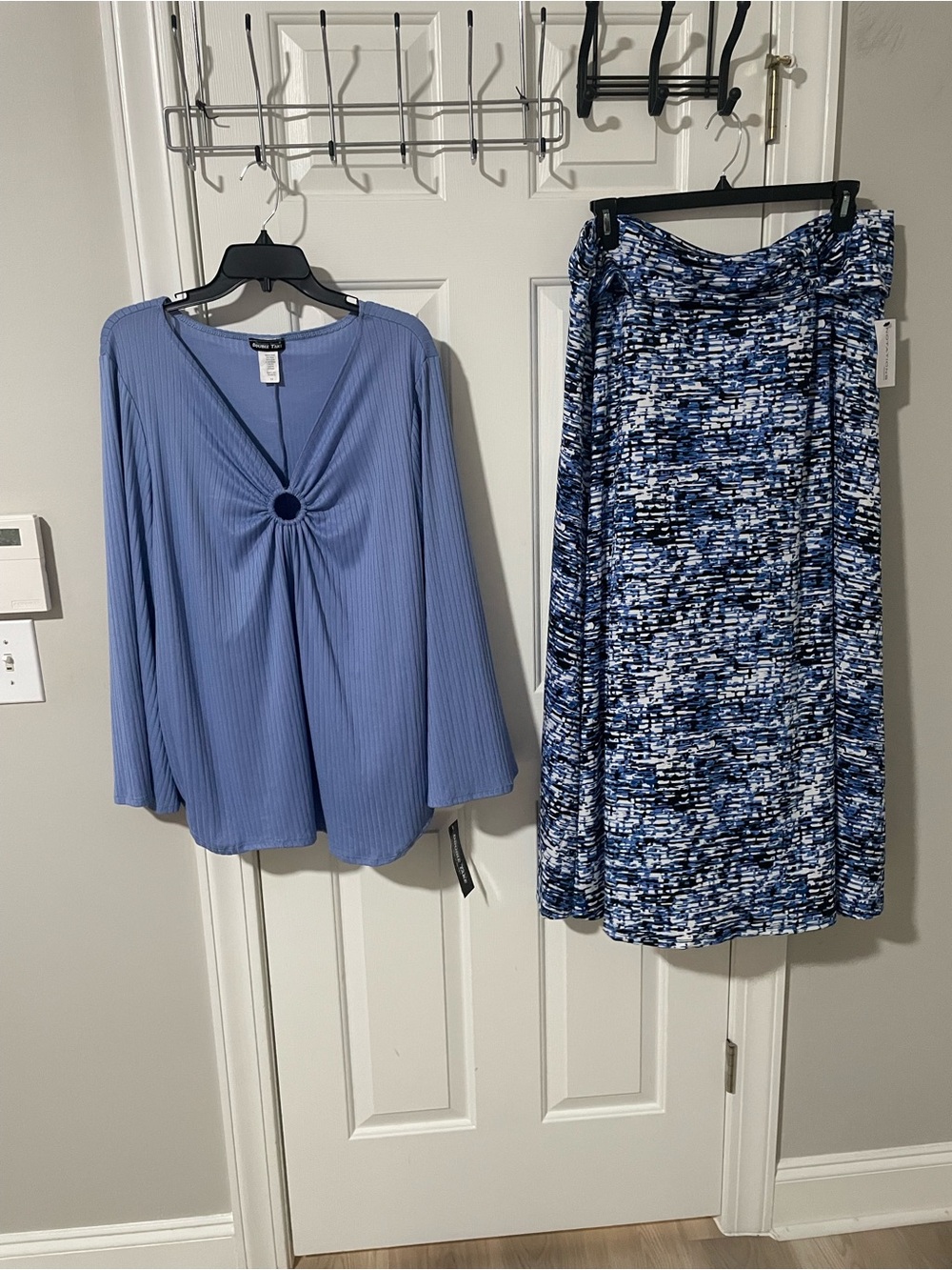 Blue Printed A-Line maxi Skirt notations 3 x set